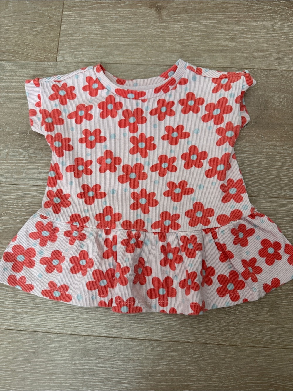 Cat & Jack White Top with Red Floral Print